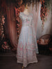 Powder Blue Floral Thread and Mirror Embroidered Design Net Lehenga with Dupatta