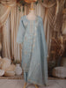 Powder Blue Floral Vine Thread Embroidered Design Tissue Silk Straight Cut Salwar Suit with Dupatta