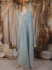 Powder Blue Floral Vine Thread Embroidered Design Tissue Silk Straight Cut Salwar Suit with Dupatta