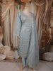 Powder Blue Floral Vine Thread Embroidered Design Tissue Silk Straight Cut Salwar Suit with Dupatta