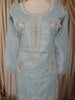 Powder Blue Floral Vine Thread Embroidered Design Tissue Silk Straight Cut Salwar Suit with Dupatta