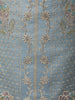 Powder Blue Floral Vine Thread Embroidered Design Tissue Silk Straight Cut Salwar Suit with Dupatta