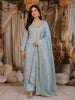 Powder Blue Floral Vine Thread Embroidered Design Tissue Silk Straight Cut Salwar Suit with Dupatta