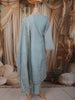 Powder Blue Floral Vine Thread Embroidered Design Tissue Silk Straight Cut Salwar Suit with Dupatta