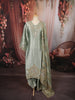 Powder Blue Gold Mirror Embroidered  Design Tissue Silk Straight Cut Salwar Suit with Matching Designer Dupatta