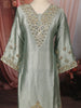 Powder Blue Gold Mirror Embroidered  Design Tissue Silk Straight Cut Salwar Suit with Matching Designer Dupatta