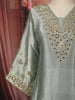 Powder Blue Gold Mirror Embroidered  Design Tissue Silk Straight Cut Salwar Suit with Matching Designer Dupatta