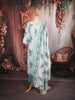 Powder Blue Lotus Floral Printed Design Cotton Straight Cut Salwar Suit with Matching Dupatta