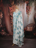 Powder Blue Lotus Floral Printed Design Cotton Straight Cut Salwar Suit with Matching Dupatta