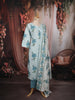 Powder Blue Lotus Floral Printed Design Cotton Straight Cut Salwar Suit with Matching Dupatta