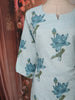 Powder Blue Lotus Floral Printed Design Cotton Straight Cut Salwar Suit with Matching Dupatta