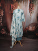 Powder Blue Lotus Floral Printed Design Cotton Straight Cut Salwar Suit with Matching Dupatta