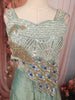 Powder Blue Peacock Motif Sequins and Beads Embroidered Design Tissue Silk Party Wear Indo Western Palazzo Suit with Matching Dupatta