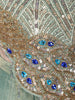 Powder Blue Peacock Motif Sequins and Beads Embroidered Design Tissue Silk Party Wear Indo Western Palazzo Suit with Matching Dupatta