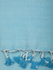 Powder Blue Solid Design Cotton Casual Wear Saree with Kalamkari Blouse