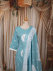 Powder Blue Traditional Medallion Floral Printed Design Pure Cotton Straight Cut Salwar Suit with Matching Dupatta