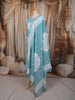 Powder Blue Traditional Medallion Floral Printed Design Pure Cotton Straight Cut Salwar Suit with Matching Dupatta
