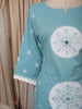 Powder Blue Traditional Medallion Floral Printed Design Pure Cotton Straight Cut Salwar Suit with Matching Dupatta