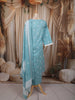Powder Blue Traditional Medallion Floral Printed Design Pure Cotton Straight Cut Salwar Suit with Matching Dupatta