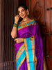 Purpe Stripes Woven Pure Kanchipuram Silk Saree - Diadem