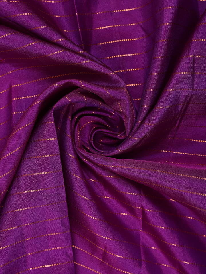 Purpe Stripes Woven Pure Kanchipuram Silk Saree - Diadem
