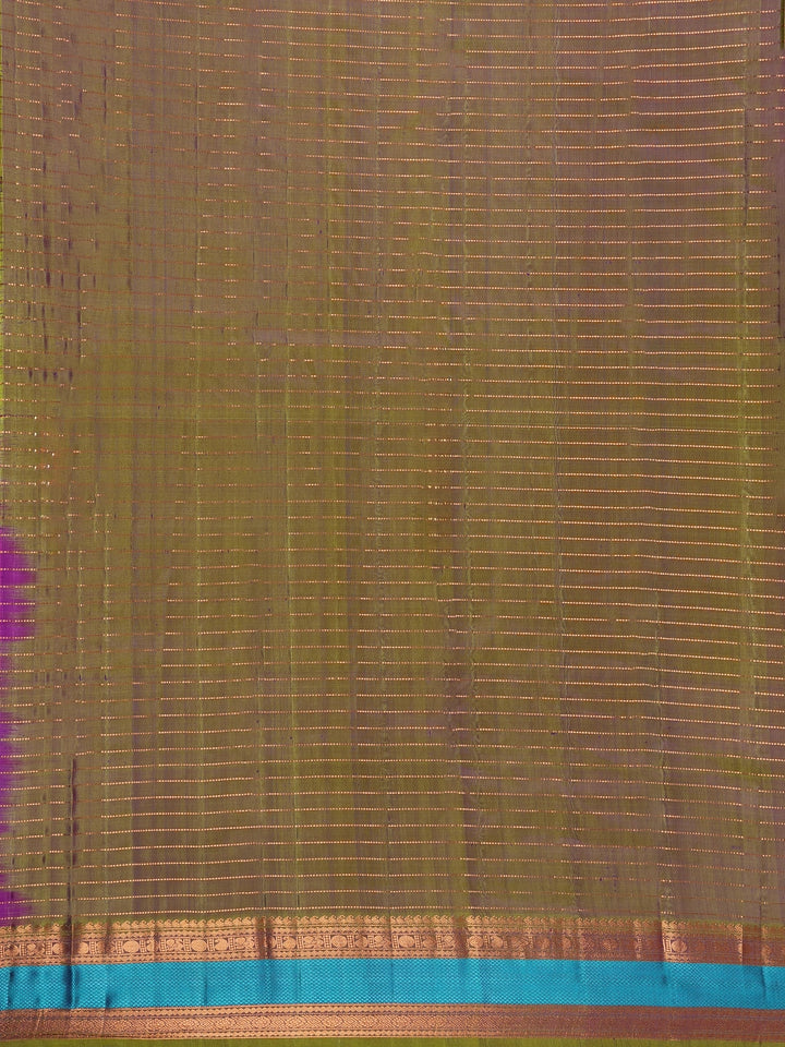 Purpe Stripes Woven Pure Kanchipuram Silk Saree - Diadem