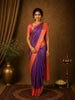 Purple Abstract Woven Design Soft Silk Saree with Contrast Orange Zari Border