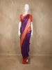 Purple Abstract Woven Design Soft Silk Saree with Contrast Orange Zari Border