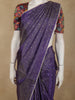 Purple Butta Woven Design Soft Tissue Saree with Scalloped Border