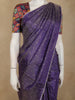 Purple Butta Woven Design Soft Tissue Saree with Scalloped Border