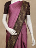 Purple Checked Woven Pure Kanchipuram Silk Saree with Contrast Brown Zari Border