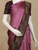 Purple Checked Woven Pure Kanchipuram Silk Saree with Contrast Brown Zari Border