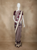 Wine Purple Checks Semi Tussar Saree With Designer Border