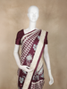 Wine Purple Checks Semi Tussar Saree With Designer Border