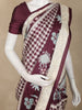 Wine Purple Checks Semi Tussar Saree With Designer Border