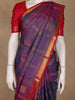 Purple Checks Woven Pure Kanchipuram Silk Saree