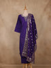 Purple Embroidered Cotton Salwar Suit with Banarasi Dupatta