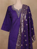 Purple Embroidered Cotton Salwar Suit with Banarasi Dupatta