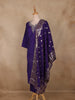 Purple Embroidered Cotton Salwar Suit with Banarasi Dupatta