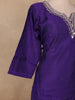 Purple Embroidered Cotton Salwar Suit with Banarasi Dupatta