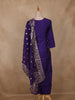Purple Embroidered Cotton Salwar Suit with Banarasi Dupatta