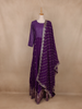 Purple Embroidered Design Crepe Gown