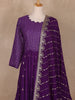 Purple Embroidered Design Crepe Gown
