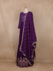 Purple Embroidered Design Crepe Gown