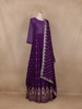 Purple Embroidered Design Crepe Gown