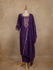 Dark Purple Floral Embroidered Silk Salwar Suit With Dupatta