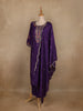 Dark Purple Floral Embroidered Silk Salwar Suit With Dupatta