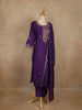 Dark Purple Floral Embroidered Silk Salwar Suit With Dupatta