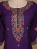 Dark Purple Floral Embroidered Silk Salwar Suit With Dupatta