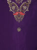 Dark Purple Floral Embroidered Silk Salwar Suit With Dupatta